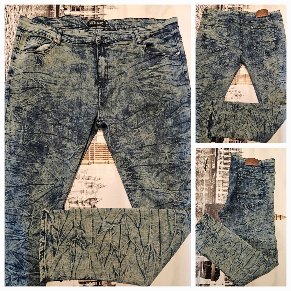 City Ink men's skinny stretch jeans denim tye die us size 40x31